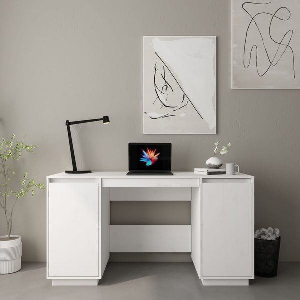 vidaXL Stolík biely 140x50x75 cm masívne borovicové drevo