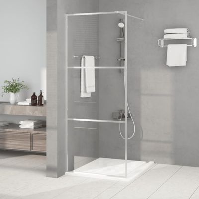 vidaXL Sprchová zástena strieborná 80x195 cm priehľadné ESG sklo