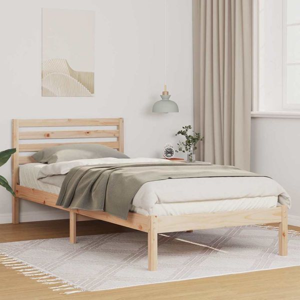 vidaXL Rám postele Hnedá 90 x 210 cm Masívne borovicové drevo