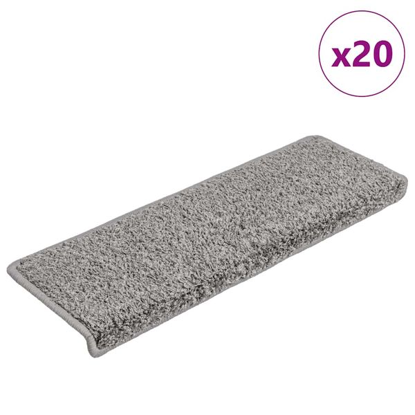 vidaXL Schodové rohože 20 ks 65x21x4 cm sivé s obdĺžnikovým okrajom