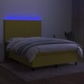 vidaXL Posteľ boxsping s matracom a LED zelená 140x190 cm látka