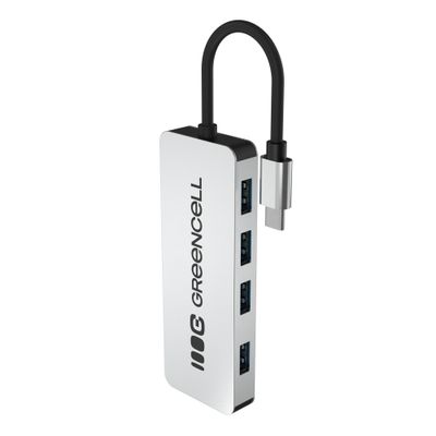 Green Cell HUB-GC-C4A Basic adaptér USB-C 4v1 (4x USB-A 3.0) - rýchly prenos až 5Gb/s, hliník