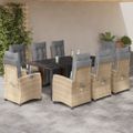 vidaXL 9-dielna záhr. jedálenská sada s vankúšmi mix béžovej polyratan
