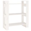 vidaXL Knižnica/deliaca stena biela 80x35x91 cm masívna borovica