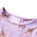 vidaXL Detské šaty s volánovými rukávmi a šnúrkou fialové 128