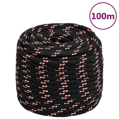 vidaXL Lodné lano čierne 16 mm 100 m polypropylén