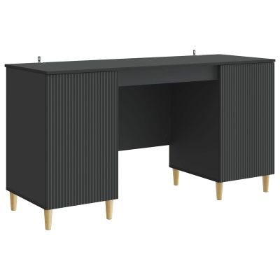 vidaXL Stôl s poličkou Čierna 142,5 x 50 x 75 cm Kompozitné drevo