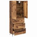 vidaXL Highboard Staré drevo 69,5 x 34 x 180 cm Kompozitné drevo
