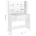 vidaXL Toaletný stolík s LED svetlami 100x40x135 cm MDF biely