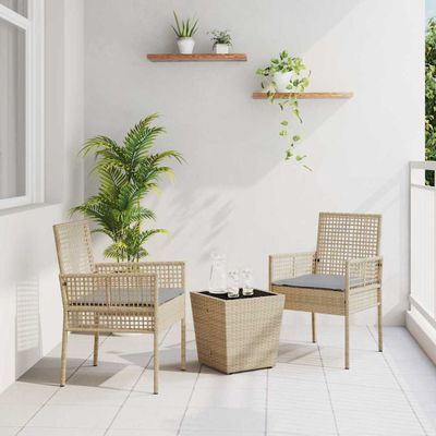 vidaXL Záhradný bistro set 3 pcs Béžová polyratan