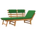 vidaXL Záhradná lavička s podložkami 2-v-1 190 cm, akáciový masív
