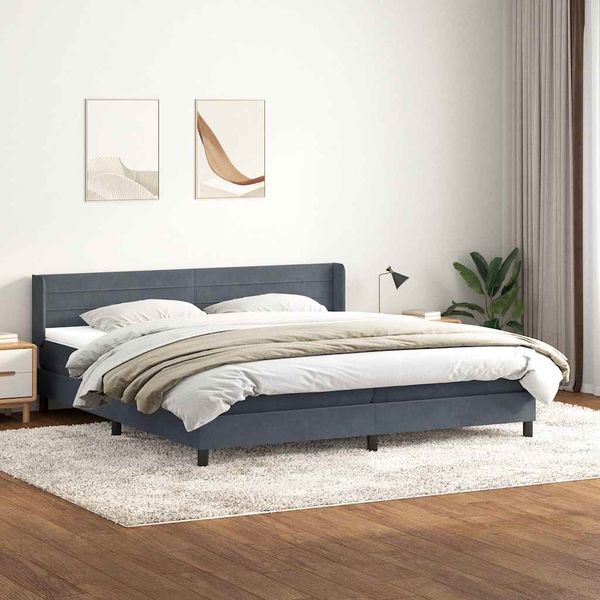 vidaXL Box Spring Posteľ s matracom Tmavosivá 200x220 cm Zamat