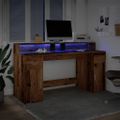 vidaXL Stôl s LED svetlami staré drevo 160x55x91 cm kompozitné drevo