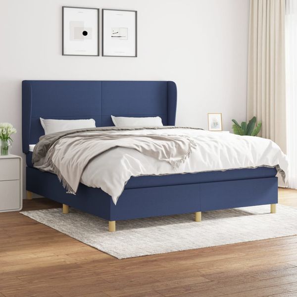 vidaXL Posteľný rám boxspring s matracom modrý 180x200 cm látka