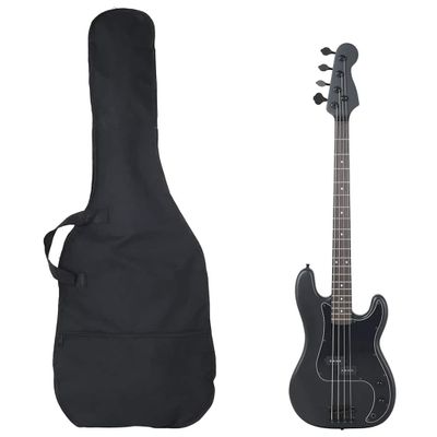 vidaXL Elektrická basgitara pre začiatočníka s taškou čierna 4/4 46"