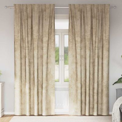 vidaXL Sametové závesy so záclonami 2 pcs Krémová 245 x 140 cm Zamat