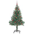 vidaXL Umelý vianočný stromček, snehom obalený, s LED svetlom 150 cm