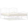 vidaXL Kovový rám postele s predným a zadným čelom biely 183x213 cm