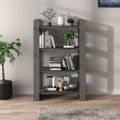 vidaXL Knižnica/deliaca stena sivá 80x35x125 cm masívna borovica