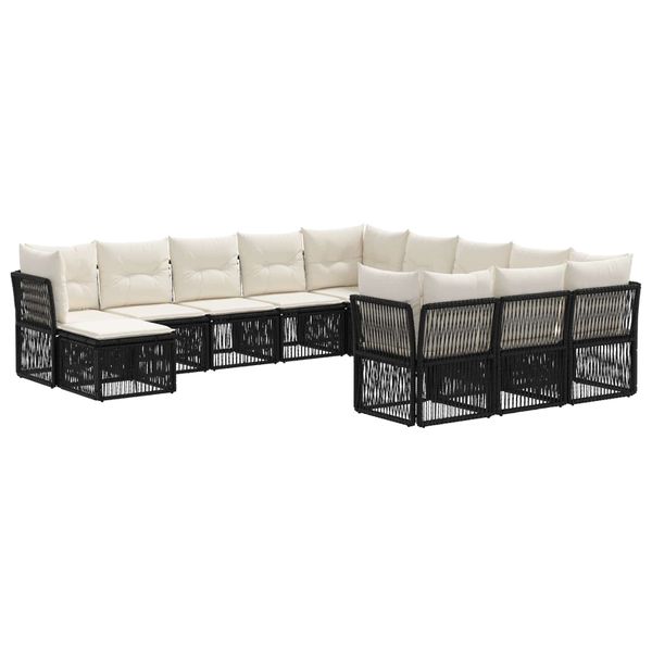 vidaXL Súprava záhradných pohoviek 12 pcs Čierna polyratan