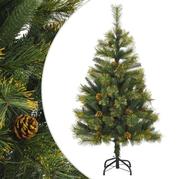 vidaXL Umelý výklopný vianočný stromček so šiškami 150 cm