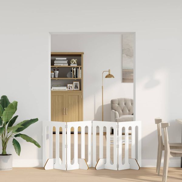 vidaXL Sklápacia bezpečnostná zábrana pre domáce zvieratá 4 pcs Biely