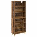 vidaXL Highboard Staré drevo 69,5 x 32,5 x 180 cm Kompozitné drevo