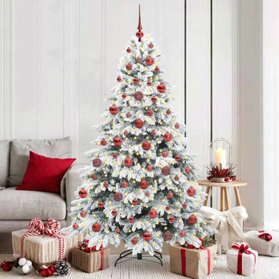 vidaXL Umelý vianočný stromček s 300 LED-i Biela 180 cm PE a PVC