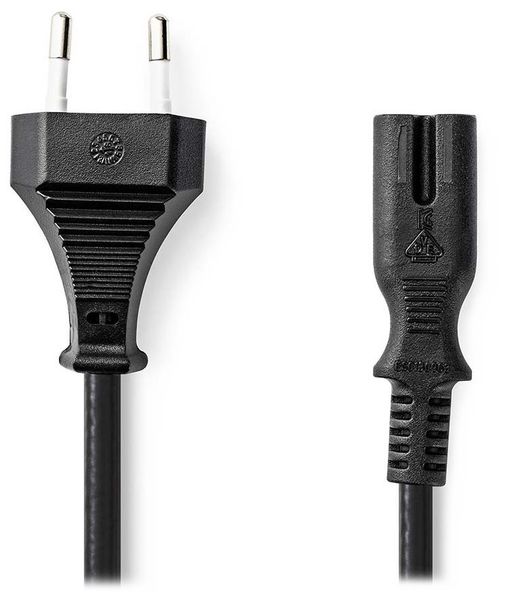 Nedis CEGL11042BK20 - Napájecí Kabel | Euro Zástrčka – IEC-320-C7 | 2 m | kroucený | Černá Kabel, napájecí, zástrcka Euro na IEC-320-C7, dvoulinka, prímý, 2m, cerný
