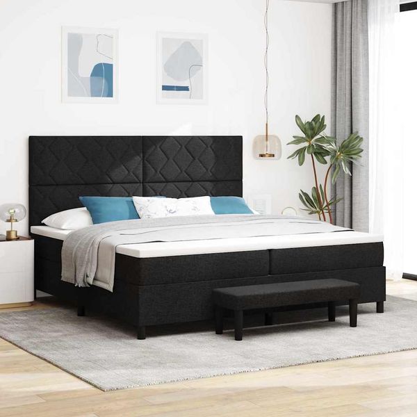 vidaXL Posteľ s pružinovým rámom Čierna 200 x 200 cm látka