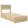 vidaXL Rám postele so zásuvkou Sonoma dub 90 x 200 cm Kompozitné drevo