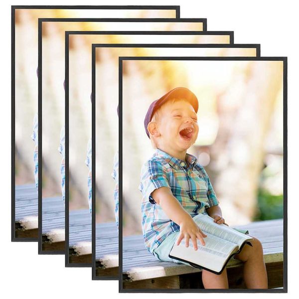 vidaXL Fotorámiky na stôl, koláž 5 ks, čierne 18x24 cm, MDF