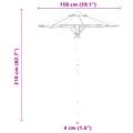 vidaXL Záhradný slnečník Ø 150 x 210 cm Bambus Okrúhly Tmavosivá
