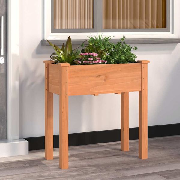 vidaXL Kvetináč s vložkou hnedý 71x37x76 cm jedľový masív