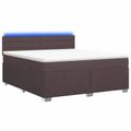 vidaXL Posteľ s boxspringom a matracom a LED Tmavohnedá 180 x 200 cm