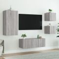 vidaXL 5-dielne TV nástenné skrinky s LED sivé sonoma kompozitné drevo