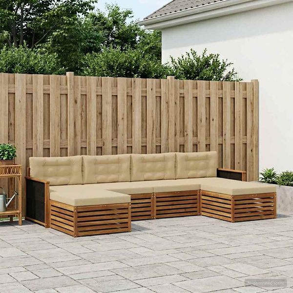 vidaXL Súpravy pohoviek s vankúšom 6 pcs Pevné akáciové drevo