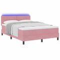 vidaXL LED box s pružinami s matracmi s LED Ružová 140 x 190 cm Zamat
