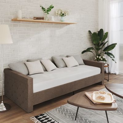 vidaXL Pohovka s matracom USB sivohnedá látková 90x200 cm