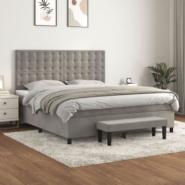 vidaXL Posteľný rám boxsping s matracom bledosivý 180x200 cm zamat