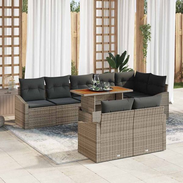 vidaXL Súprava záhradných pohoviek s úložiskom 9 pcs Sivá Poly ratan