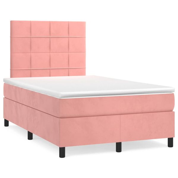 vidaXL Boxspring posteľ s matracom, ružová 120x190 cm, zamat