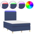vidaXL Posteľ boxsping s matracom a LED modrá 120x200 cm látka