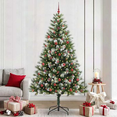 vidaXL Umelý vianočný stromček s umelým snehom 300 LED Teplá biela
