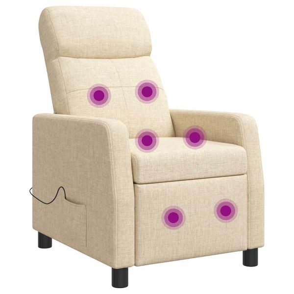 vidaXL Masážne relaxačné kreslo Krémová Látka