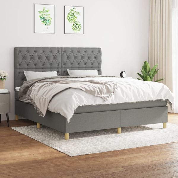 vidaXL Boxspring posteľ s matracom tmavosivá 160x200 cm látka