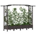 vidaXL Vyvýšený záhon s mriežkou a strechou Hnedá 207 x 40 x 129 cm PP
