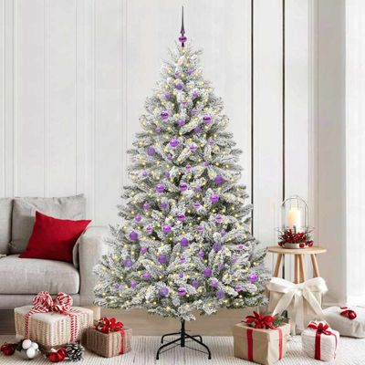 vidaXL Umelý vianočný stromček Zelená a biela 210 cm PVC a kov