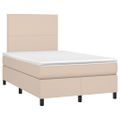 vidaXL Boxspring posteľ matrac a LED kapučínová 120x200 cm umelá koža