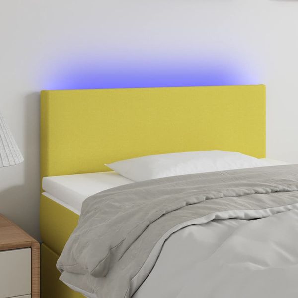 vidaXL Čelo postele s LED zelené 80x5x78/88 cm látka